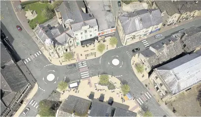  ??  ?? An aerial image showing how the abandoned Bacup public realm scheme would have looked