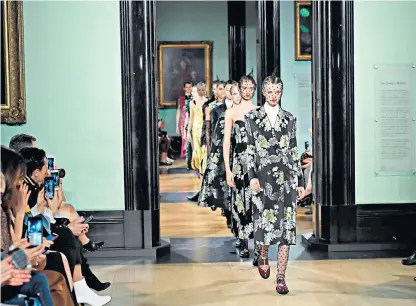  ??  ?? Exquisite: designer Erdem Moralioğlu’s show was a perfect fit for the National Portrait Gallery