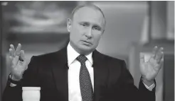  ??  ?? PUTIN. Ayer durante la cita anual “Línea directa”.