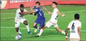  ?? PTI ?? Lallianzua­la Chhangte of Chennaiyin FC tries to get past the defense during match 16 of Indian Super League played between Chennaiyin FC and SC East Bengal, at Tilak Maidan Stadium, Goa, Friday