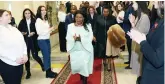  ?? ?? First Lady Dr Auxillia Mnangagwa is congratula­ted by Russian State University for Humanities staff and students after she was conferred with an honorary Doctorate Degree in Moscow, Russia yesterday