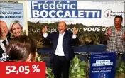  ?? (Photo V. L. P.) ?? Frédéric Boccaletti (RN) savoure sa victoire. 52,05 %