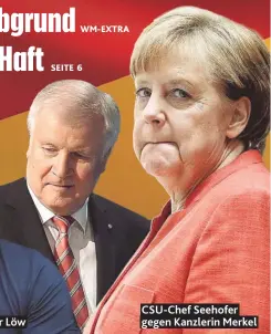  ??  ?? CSU- Chef Seehofer gegen Kanzlerin Merkel