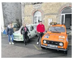  ?? ?? Samedi 3 février, Mélanie Lesaint, Harmony Lecoq-cahu et Maxime Allain ont été reçus en mairie de Bacilly à quelques jours de prendre la route afin de participer au 27e 4L Trophy.