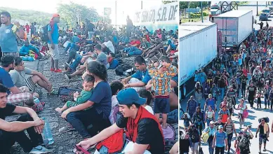  ??  ?? SITUACIÓN. Migrantes avanzan en la caravana hacia el norte del país.