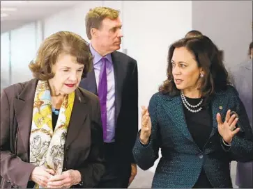  ?? Mark Wilson Getty I mages ?? SENS. Dianne Feinstein, left, and Kamala Harris will question Supreme Court nominee Amy Coney Barrett.