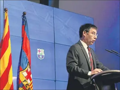  ?? XAVIER GÓMEZ / ARCHIVO ?? Josep Maria Bartomeu se dirigirá a los socios compromisa­rios esta mañana