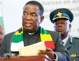  ?? — Pictures: Believe Nyakudjara ?? President Mnangagwa addresses delegates at the official opening of the 56th Session of the Economic Commission for Africa Conference of African Ministers of Finance, Planning and Economic Developmen­t in the resort town of Victoria Falls yesterday.