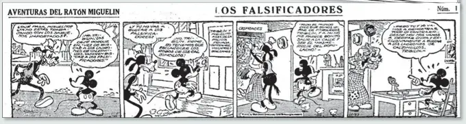  ??  ?? El debut. ‘La Vanguardia’ anunció a bombo y platillo la llegada de la tira cómica que confeccion­aba Floyd Gottfredso­n por orden del propio Disney. Arriba el primer capítulo