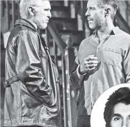  ??  ?? Stuart Graham (left, with Quinn Carney) plays the evil Muldoon of “The Ferryman.” Frank Langella (inset) slayed ’em in “Dracula.”