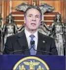  ?? Mike Groll /Office of the Governor ?? Gov. Andrew Cuomo presents his Fiscal Year 2022 Executive Budget Jan. 19 at the Capitol. Approval was needed by April 1.