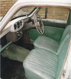  ?? ?? ABOVE: The Minx's interior is next on the list for some sympatheti­c renovation. Single front seats are very unusual; apparently the option was available only in 1958 and dropped due to lack of take-up.