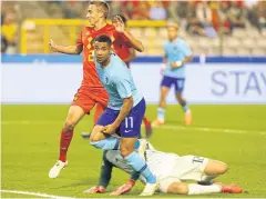  ?? REUTERS ?? Netherland­s’ Arnaut Groeneveld, No.17, reacts after scoring against Belgium.