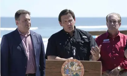  ?? Photograph: Nigel Cook/AP ?? Ron DeSantis speaks in Daytona Beach Shores.