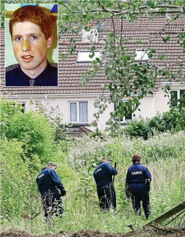  ??  ?? Harrowing search: Gardaí looking for the spot where Trevor Deely, inset, may be buried
