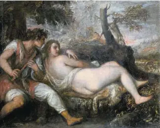  ??  ?? Zu sehen ab Herbst 2021: Tizians „Nymphe und Schäfer“, 1570 bis 1575