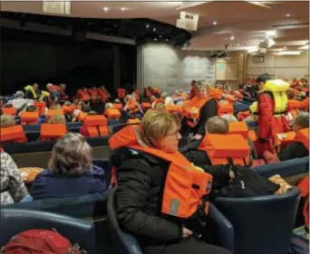  ?? MICHAL STEWART VIA AP ?? This photo provided by Michal Stewart shows passengers on board the Viking Sky, waiting to be evacuated, off the coast of Norway on Saturday.