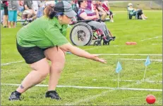  ??  ?? Jennifer Hickox of Charlottet­own won her bocce matchup at the Special Olympics Canada 2018 Summer Games in Antigonish, N.S., on Thursday. The win improved Hickox’s record to 1-1.