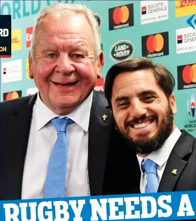  ?? AFP ?? Head to head: Pichot (right) hopes to succeed Beaumont as World Rugby chairman