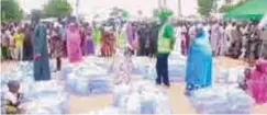  ??  ?? Bags of sachet water distribute­d by wife of Bauchi State Governor, Hajiya Aisha Bala Mohammed, to rural women in Futuk Community in Alkaleri LGA of the state