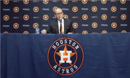  ?? Photograph: Yi-Chin Lee/AP ?? Houston Astros owner Jim Crane speaks at a news conference on Monday announcing the dismissal of manager AJ Hinch and general manager Jeff Luhnow.