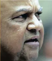  ??  ?? Pravin Gordhan was axed in what has been dubbed the “night of the long knives” cabinet reshuffle.