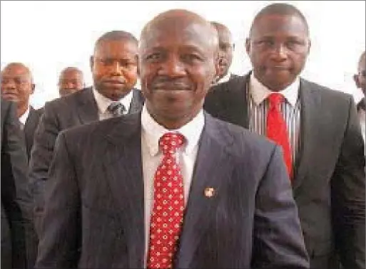  ??  ?? Magu arriving the National Aseembly complex for his confirmati­on screening at the Senate