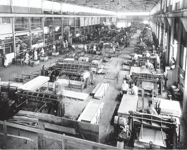  ??  ?? Inside the transforme­r shop at Sankey’s Bankfield Works