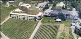  ?? Contribute­d ?? An artist’s rendering depicts a six-storey Culinary College for Humanity, left, proposed for Summerhill Pyramid Winery in Kelowna. City council will consider the project on Monday.