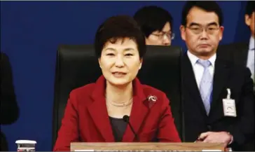  ?? JEON HEON-KYUN/AFP ?? South Korean President Park Geun-hye could face an impeachmen­t vote next week.