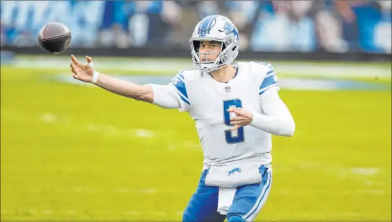  ?? Brett Carlsen The Associated Press ?? The Detroit Lions drafted Matthew Stafford first overall in 2009, but the quarterbac­k decided to part ways with club after it made another coaching change.