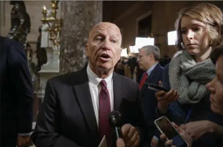  ?? J. SCOTT APPLEWHITE — THE ASSOCIATED PRESS ?? In this photo, House Ways and Means Committee Chairman Kevin Brady, R-Texas, whose panel is charged with writing tax law, talks to reporters on Capitol Hill in Washington.