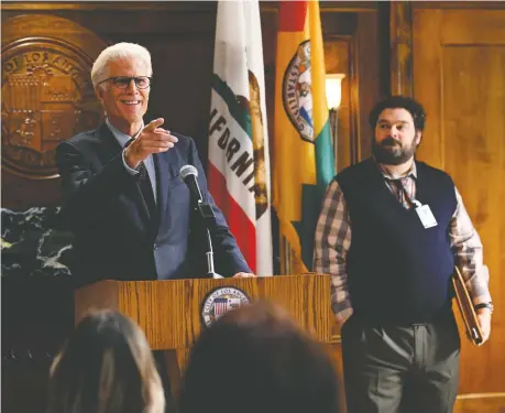  ?? NBC ?? Even sitcom veteran Ted Danson, left, seen with SNL alum Bobby Moynihan, can't save Mr. Mayor, a new comedy series about city government.