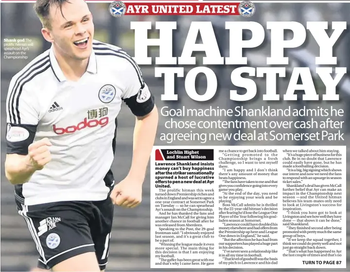  ??  ?? Shank god The prolific hitman will spearhead Ayr’s assault on the Championsh­ip