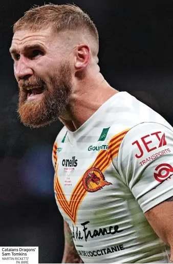  ?? MARTIN RICKETT/ PA WIRE ?? Catalans Dragons’ Sam Tomkins (Canberra); 13 Morgan Knowles (St Helens); 14 Tom Burgess (South Sydney Rabbitohs); 15 John Bateman (Wigan); 16 Ryan Sutton (Canberra); 17 Daryl Clark (Warrington).