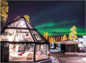  ??  ?? There are a curated selection of higher-end glass igloos to catch the elusive aurora borealis in comfortabl­e warmth.