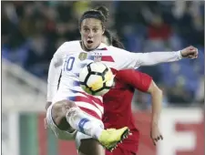  ?? AP photo ?? CarliLloyd of the United States attempts a shot at goal during a 1-0 victory over Portugal in an internatio­nal friendly on Thursday.