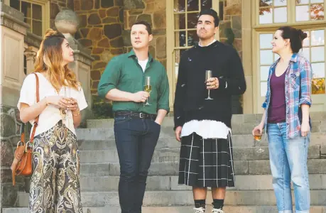  ?? CBC ?? Actors Annie Murphy, left, Noah Reid, Daniel Levy and Emily Hampshire helped tie up the series finale of Schitt's Creek with a happy bow.