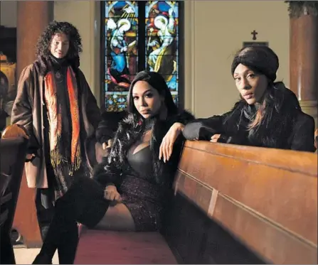  ?? Jennifer S. Altman For The Times ?? INDYA MOORE, left, Alexia Garcia and Mj Rodriguez. “We are the only [actors] who know our lived experience­s,” Rodriguez says.