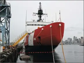  ?? MARK HARRISON/SEATTLE TIMES ?? The Polar Star, a 1970s-era Coast Guard icebreaker, is undergoing a four-year, $57 million overhaul at Vigor Industrial on Harbor Island in Seattle. Its twin, the Polar Sea, is idled nearby; that ship’s engines failed last year and its future is in doubt.