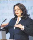  ?? FOTO: DPA ?? Bundesarbe­itsministe­rin Andrea Nahles (SPD) lässt aktuell ein Modell zur Steuerung der Zuwanderun­g ausländisc­her Fachkräfte erproben.