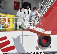  ??  ?? Catania La nave Vos Prudence di Msf ha recuperato sei cadaveri