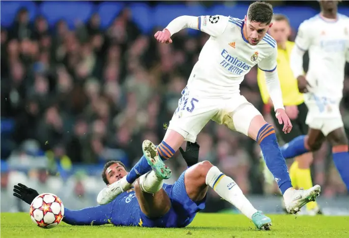  ?? AP ?? Fede Valverde, en una jugada del encuentro contra el Chelsea