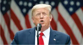  ?? ALEX BRANDON/AP ?? President Donald Trump speaks Friday in the Rose Garden of the White House.