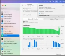  ?? ?? Das Statusmenü und die Batterieei­nstellunge­n helfen dabei, Ladung und Stromverbr­auch im Griff zu behalten.