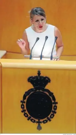  ?? KIKO HUESCA / EFE ?? La ministra de Trabajo, Yolanda Díaz, esta semana en el Congreso.