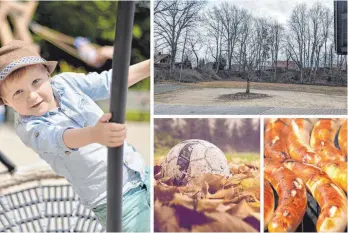  ?? COLLAGE: KAREN ANNEMAIER ?? Dass auf dem brach liegenden Reinstette­r Festplatz ein Spiel-, Bolz- und Grillplatz entstehen soll, gefällt nicht allen Menschen im Dorf.