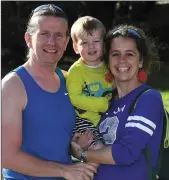  ??  ?? ABOVE: Kevin, Jack and Vicky Hahn-Hennessey in from Ballylongf­ord for Saturday’s big run in the town park.