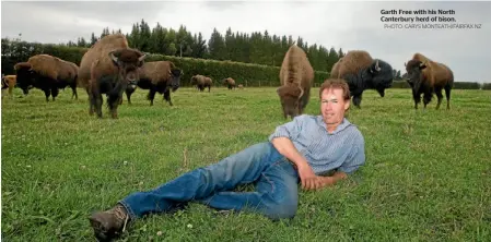  ?? PHOTO: CARYS MONTEATH/FAIRFAX NZ ?? Garth Free with his North Canterbury herd of bison.