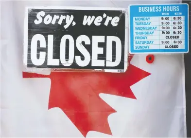  ?? ADRIAN WYLD / THE CANADIAN PRESS ?? Statistics Canada estimated the country’s gross domestic product took a nine per cent
dive in March, with the numbers for April expected to be even worse.